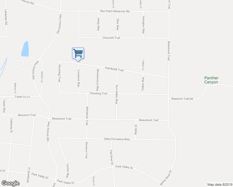 map of restaurants, bars, coffee shops, grocery stores, and more near Pershing Trail in Lovelock