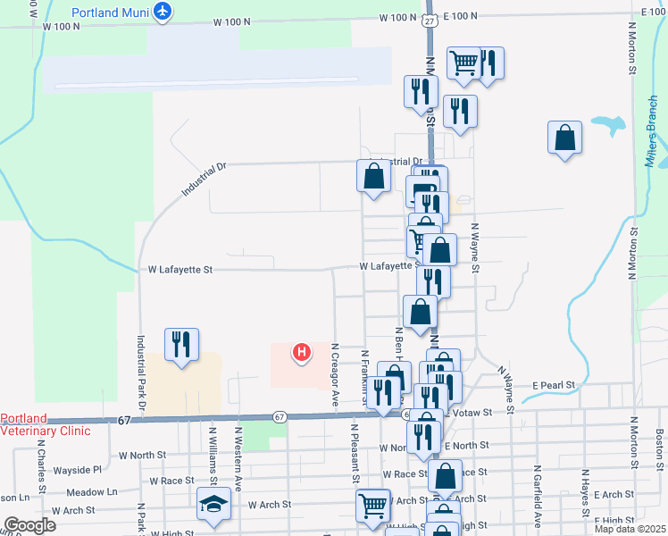 map of restaurants, bars, coffee shops, grocery stores, and more near 1298 North Creagor Avenue in Portland