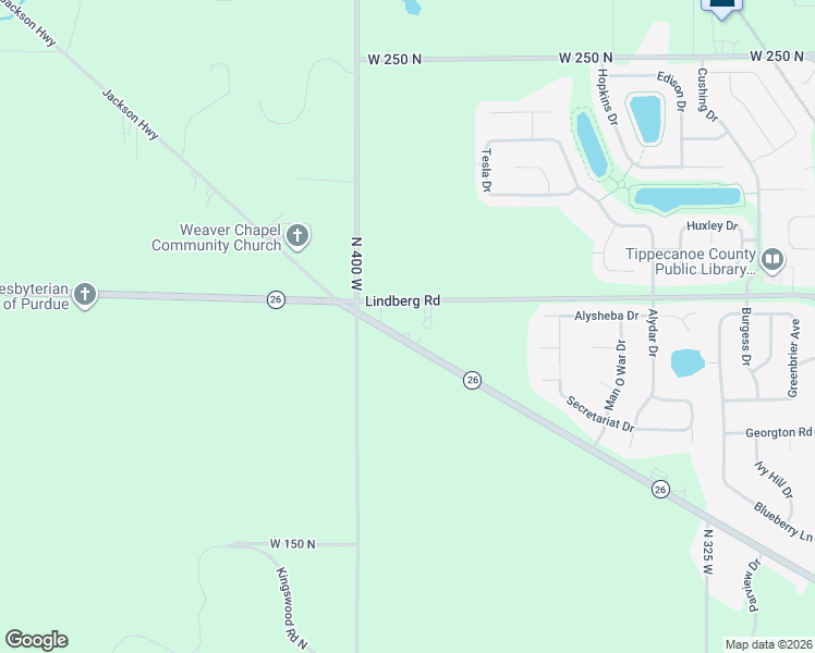 map of restaurants, bars, coffee shops, grocery stores, and more near 3491-3999 Indiana 26 in West Lafayette