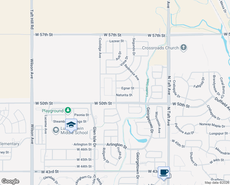 map of restaurants, bars, coffee shops, grocery stores, and more near 5013 Avon Avenue in Loveland