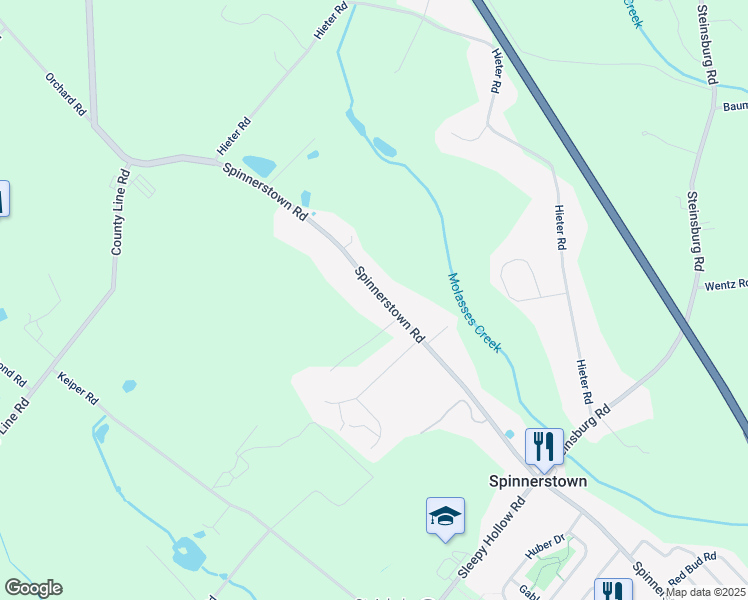 map of restaurants, bars, coffee shops, grocery stores, and more near 2320 Spinnerstown Road in Quakertown