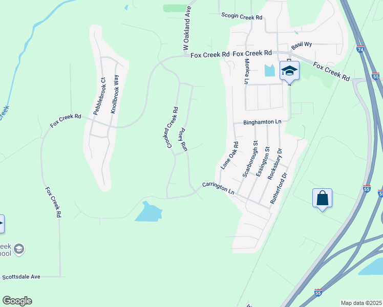 map of restaurants, bars, coffee shops, grocery stores, and more near 2703 Piney Run in Bloomington