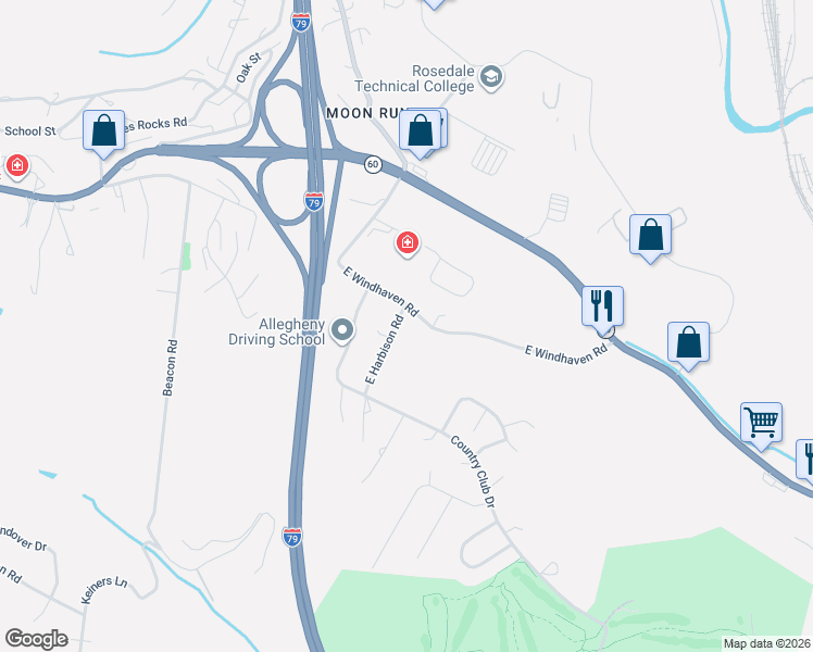 map of restaurants, bars, coffee shops, grocery stores, and more near 207 East Harbison Road in Pittsburgh