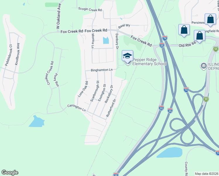 map of restaurants, bars, coffee shops, grocery stores, and more near 2701 Bainbridge Lane in Bloomington