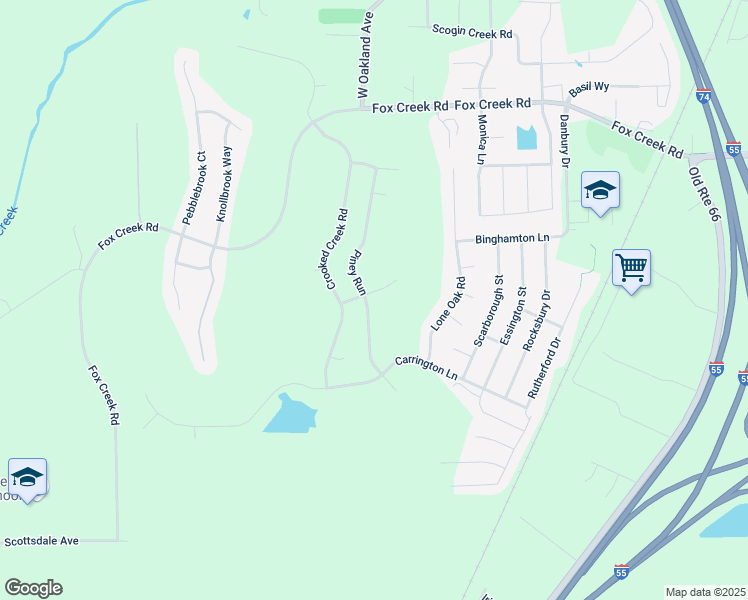 map of restaurants, bars, coffee shops, grocery stores, and more near 2703 Piney Run in Bloomington