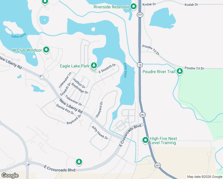 map of restaurants, bars, coffee shops, grocery stores, and more near 2035 Vineyard Drive in Windsor