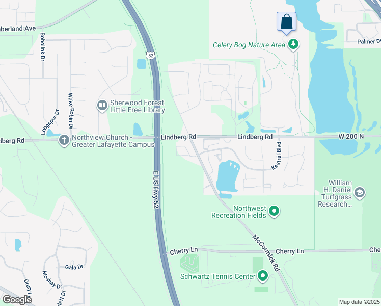 map of restaurants, bars, coffee shops, grocery stores, and more near 1730 McCormick Road in West Lafayette