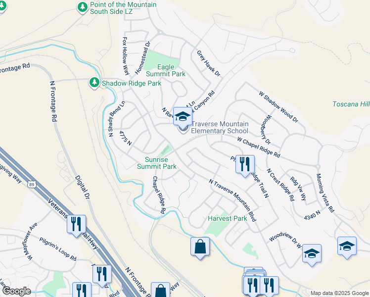map of restaurants, bars, coffee shops, grocery stores, and more near 4665 North Stonehaven Loop in Lehi