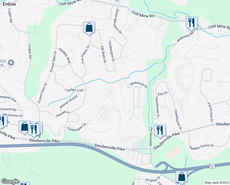 map of restaurants, bars, coffee shops, grocery stores, and more near 204 Pine Valley Drive in Imperial