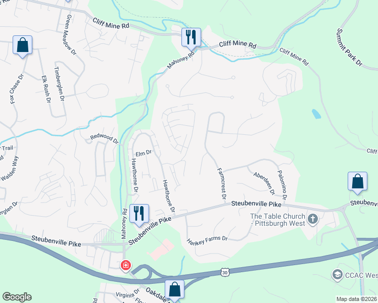 map of restaurants, bars, coffee shops, grocery stores, and more near 3000 Estate Drive in Oakdale