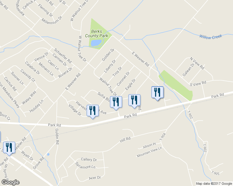 map of restaurants, bars, coffee shops, grocery stores, and more near 619 Walnut Tree Drive in Blandon