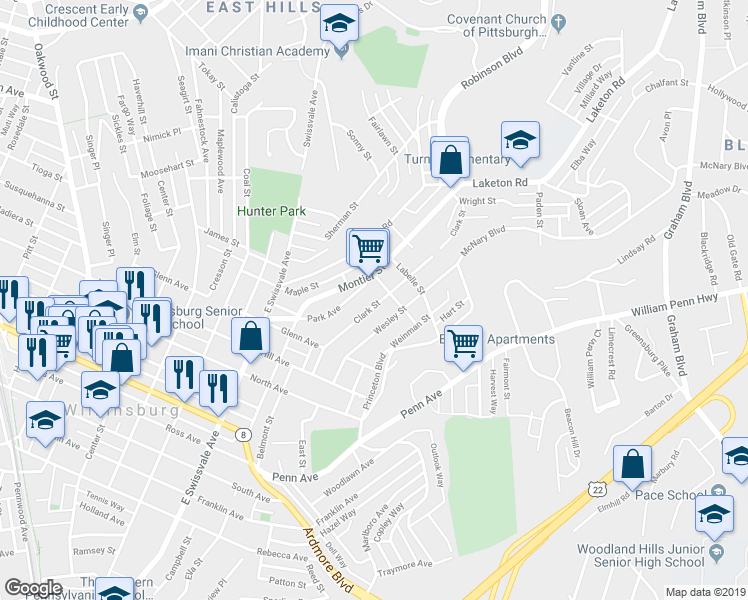 map of restaurants, bars, coffee shops, grocery stores, and more near 1209 Bessica Street in Pittsburgh
