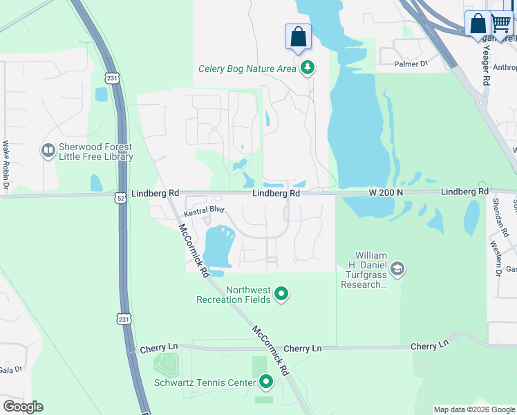 map of restaurants, bars, coffee shops, grocery stores, and more near 1921-2109 Lindberg Rd in West Lafayette