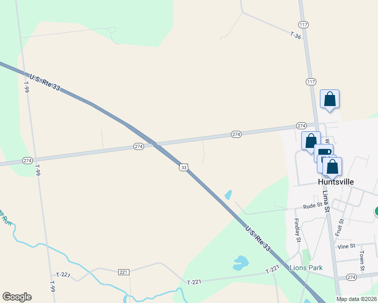 map of restaurants, bars, coffee shops, grocery stores, and more near 5504 Ohio 274 in Huntsville