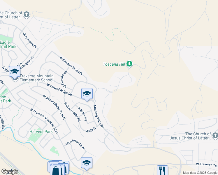 map of restaurants, bars, coffee shops, grocery stores, and more near 1721 West Sorento Drive in Lehi