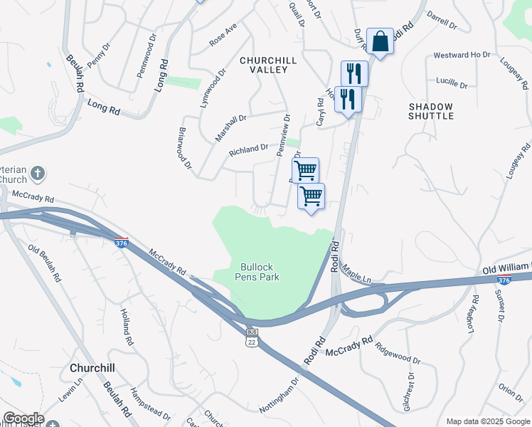 map of restaurants, bars, coffee shops, grocery stores, and more near 824 Homewood Drive in Pittsburgh