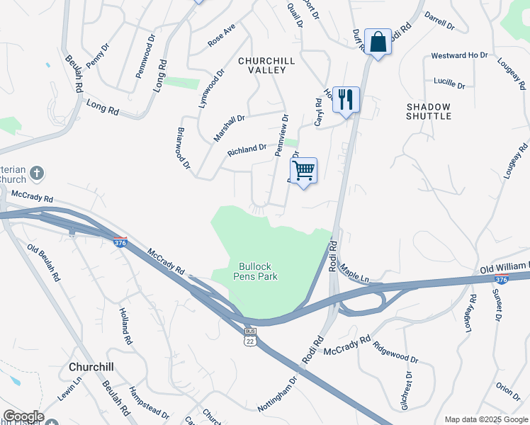 map of restaurants, bars, coffee shops, grocery stores, and more near 824 Homewood Drive in Pittsburgh