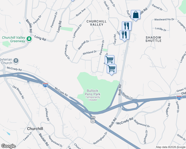 map of restaurants, bars, coffee shops, grocery stores, and more near 824 Homewood Drive in Pittsburgh