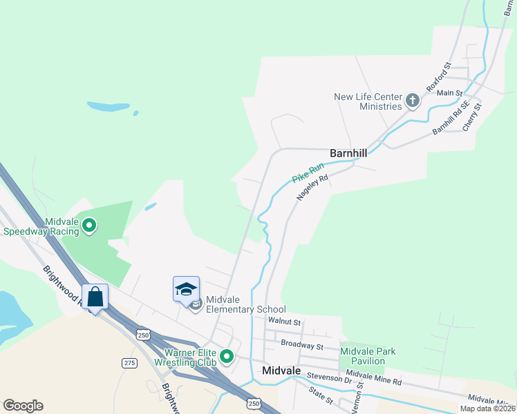 map of restaurants, bars, coffee shops, grocery stores, and more near 2642 Barnhill Road Southeast in New Philadelphia