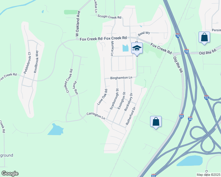 map of restaurants, bars, coffee shops, grocery stores, and more near 2704 Lone Oak Road in Bloomington