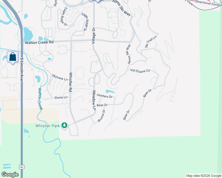 map of restaurants, bars, coffee shops, grocery stores, and more near 3376 Apres Ski Way in Steamboat Springs