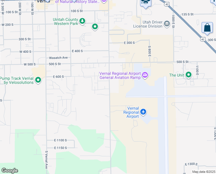 map of restaurants, bars, coffee shops, grocery stores, and more near 493 East 700 South in Vernal
