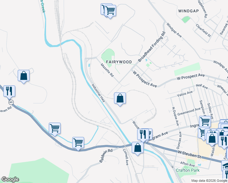 map of restaurants, bars, coffee shops, grocery stores, and more near 2136 Mazette Place in Pittsburgh