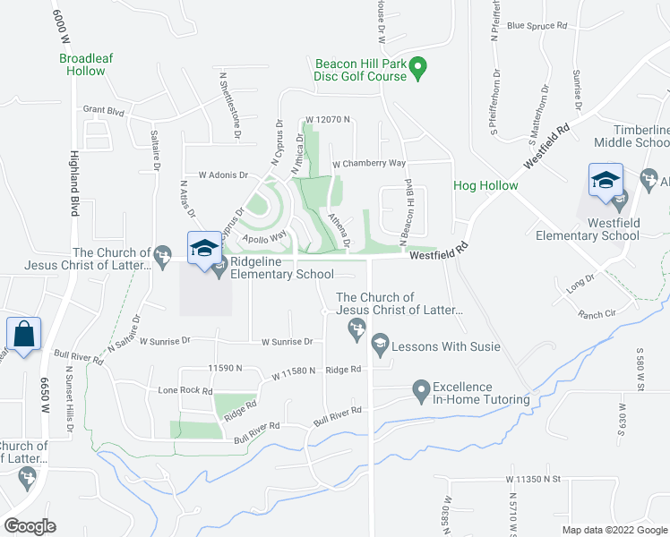 map of restaurants, bars, coffee shops, grocery stores, and more near 6066 Valley View Drive in Highland