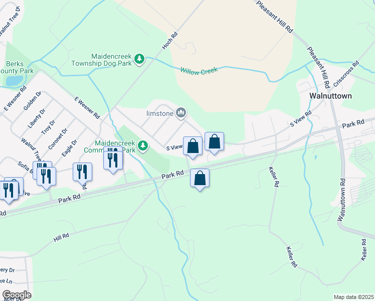 map of restaurants, bars, coffee shops, grocery stores, and more near 186 South View Road in Fleetwood