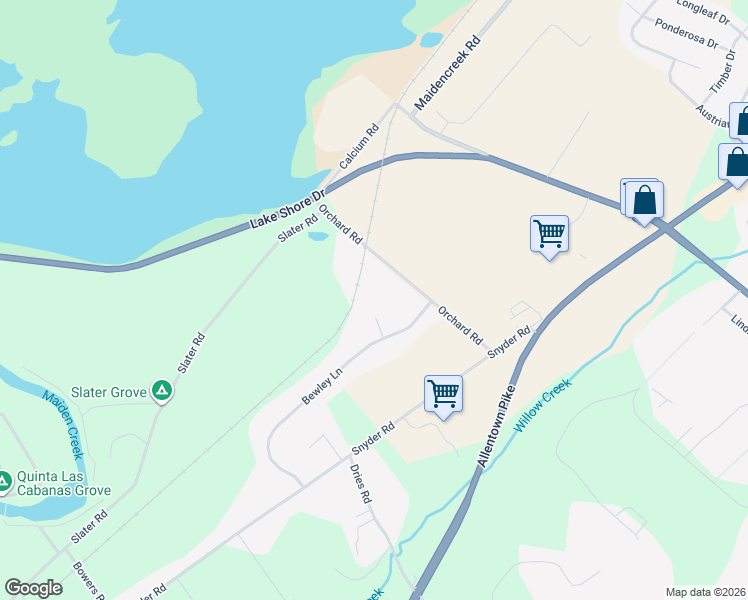 map of restaurants, bars, coffee shops, grocery stores, and more near 14 Lakeview Drive in Reading