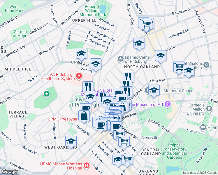 map of restaurants, bars, coffee shops, grocery stores, and more near 219 Parkman Avenue in Pittsburgh