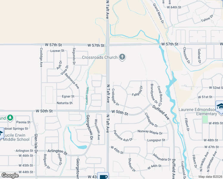 map of restaurants, bars, coffee shops, grocery stores, and more near 1364 Crabapple Drive in Loveland
