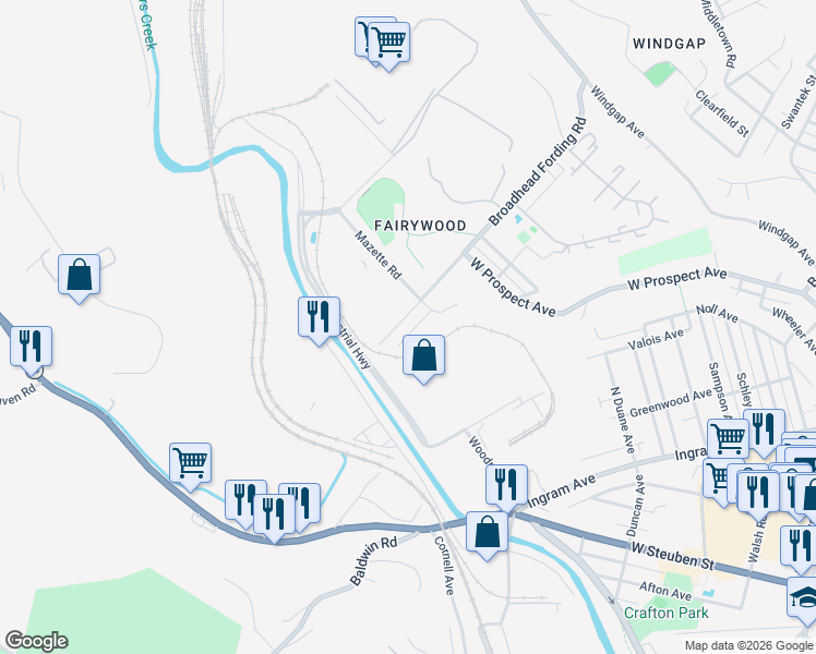 map of restaurants, bars, coffee shops, grocery stores, and more near 2136 Mazette Place in Pittsburgh