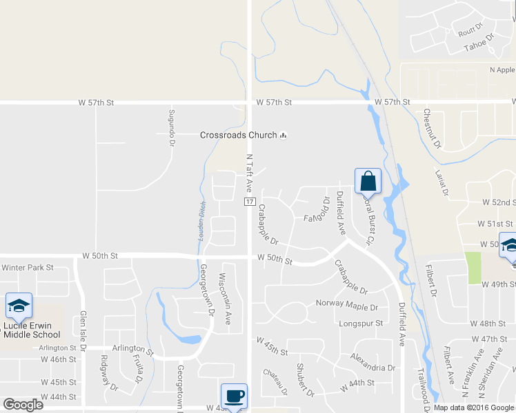 map of restaurants, bars, coffee shops, grocery stores, and more near 1364 Crabapple Drive in Loveland