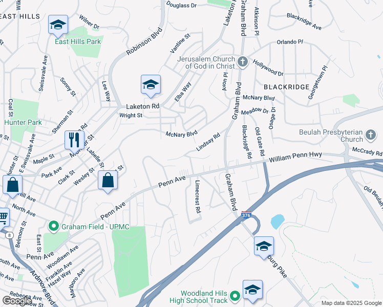 map of restaurants, bars, coffee shops, grocery stores, and more near 2020 Lindsay Road in Pittsburgh