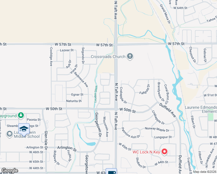 map of restaurants, bars, coffee shops, grocery stores, and more near 1506 Timberland Street in Loveland