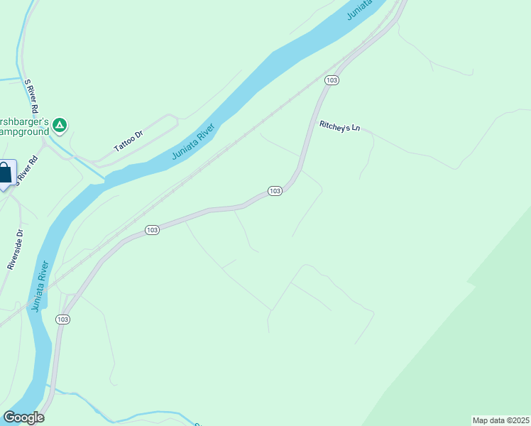 map of restaurants, bars, coffee shops, grocery stores, and more near 4834 Pennsylvania 103 in McVeytown