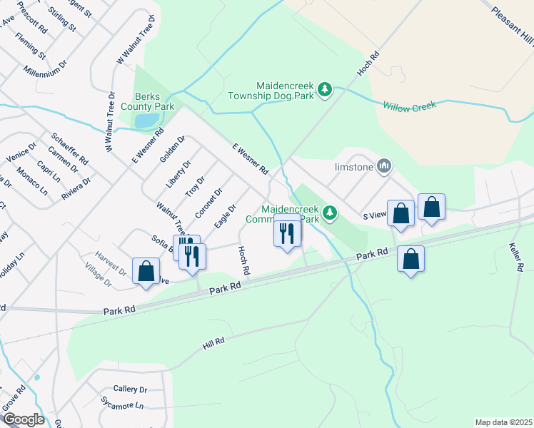 map of restaurants, bars, coffee shops, grocery stores, and more near 663 Golden Drive in Blandon