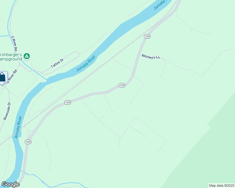map of restaurants, bars, coffee shops, grocery stores, and more near 4834 Pennsylvania 103 in McVeytown