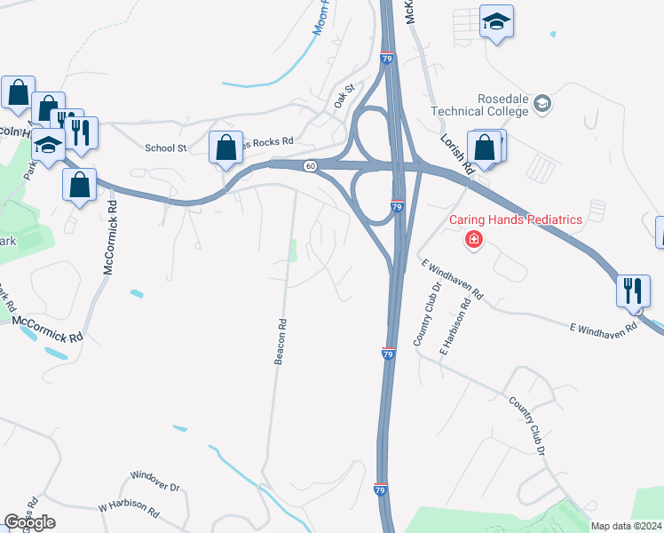 map of restaurants, bars, coffee shops, grocery stores, and more near 905 Wingate Drive in Pittsburgh