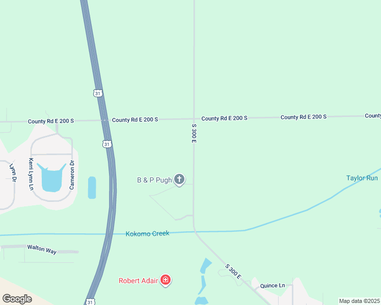 map of restaurants, bars, coffee shops, grocery stores, and more near 2139 County Road S 300 East in Kokomo