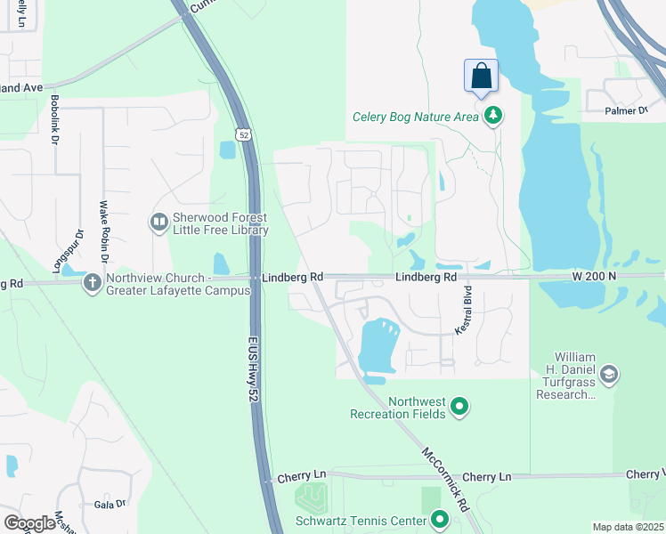map of restaurants, bars, coffee shops, grocery stores, and more near 1998 Lindberg Road in West Lafayette