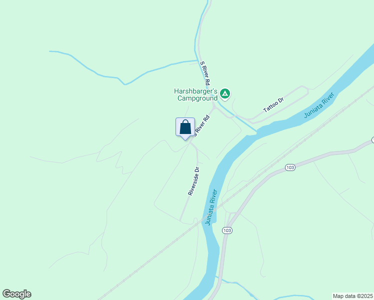 map of restaurants, bars, coffee shops, grocery stores, and more near 348 South River Road in McVeytown