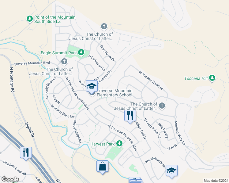 map of restaurants, bars, coffee shops, grocery stores, and more near 4801 Whisper Wood Drive West in Lehi