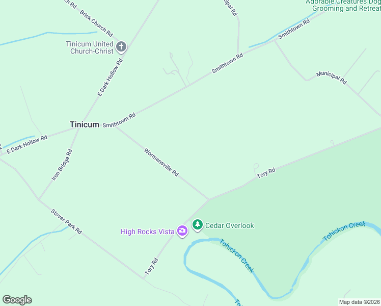 map of restaurants, bars, coffee shops, grocery stores, and more near 26 Wormansville Road in Bucks County