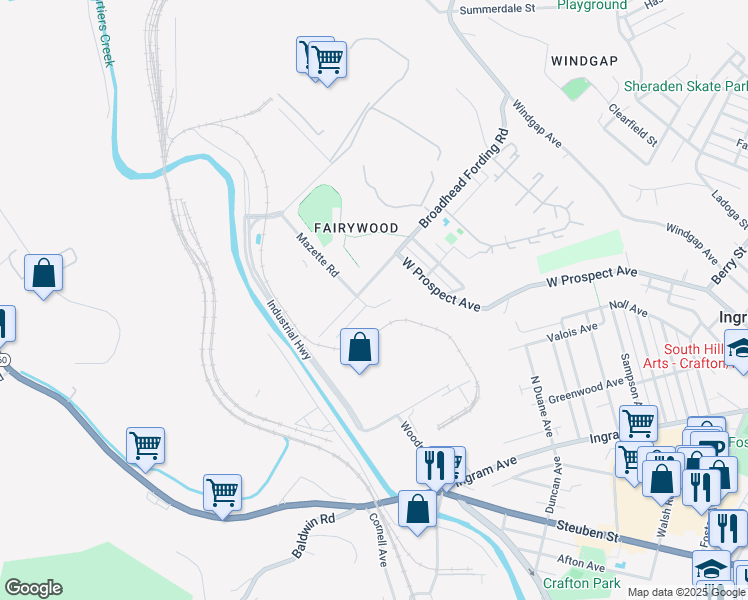 map of restaurants, bars, coffee shops, grocery stores, and more near 2064 Mazette Place in Pittsburgh
