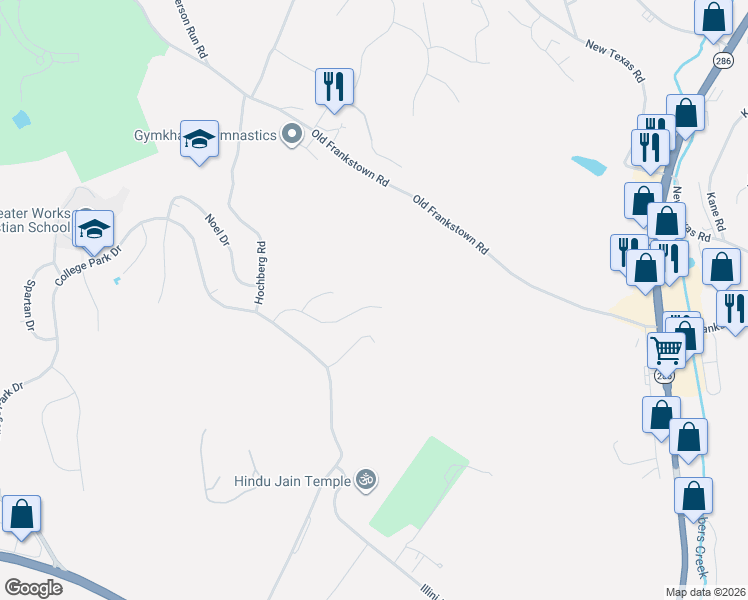 map of restaurants, bars, coffee shops, grocery stores, and more near 443 Eden Drive in Monroeville