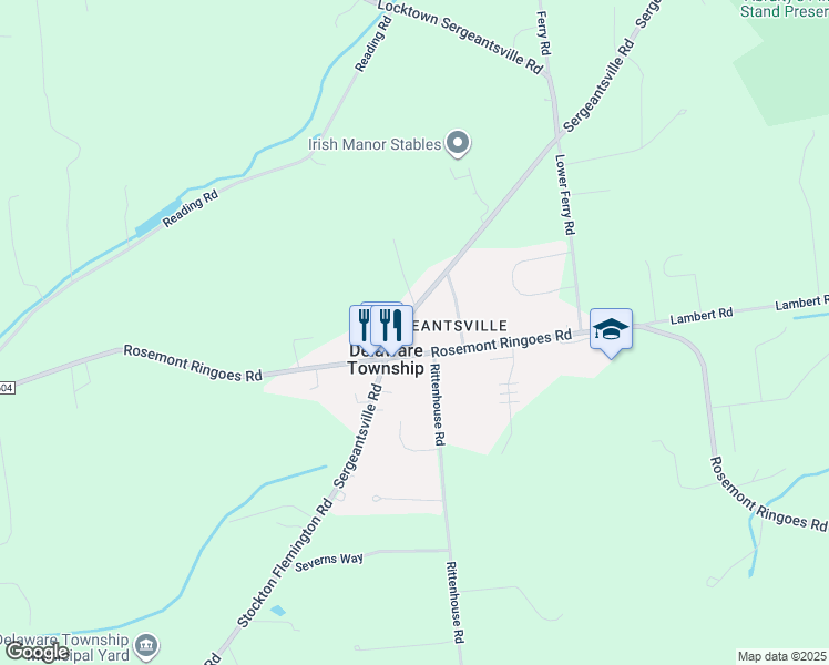 map of restaurants, bars, coffee shops, grocery stores, and more near 735 Stockton Flemington Road in Stockton