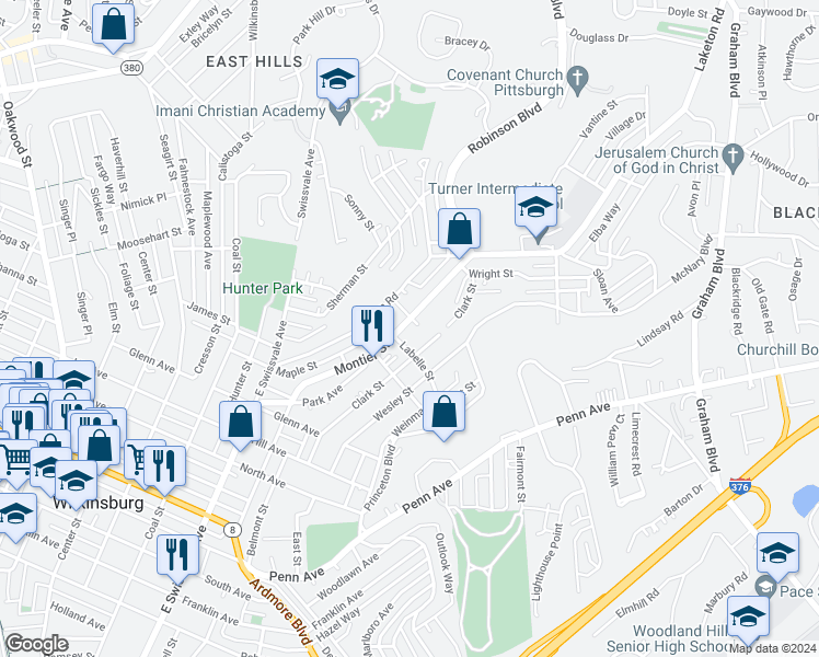 map of restaurants, bars, coffee shops, grocery stores, and more near 1109 Herr Street in Pittsburgh