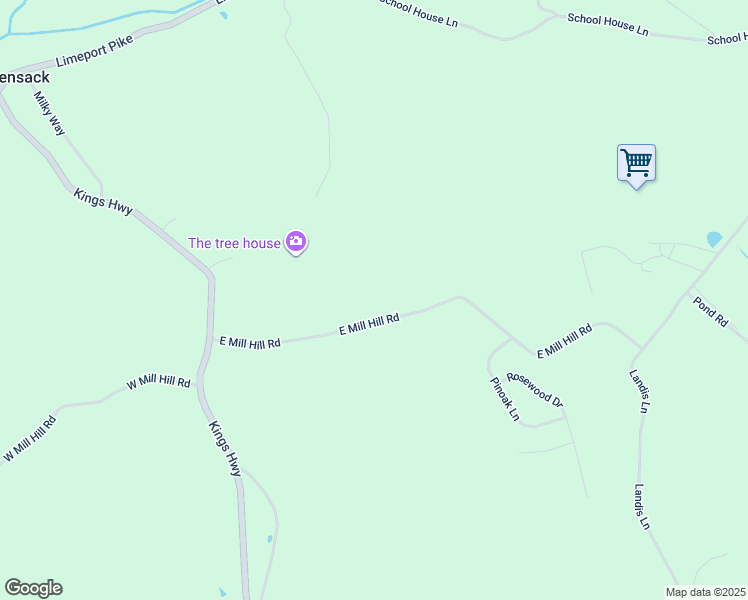 map of restaurants, bars, coffee shops, grocery stores, and more near 4585 East Mill Hill Road in East Greenville